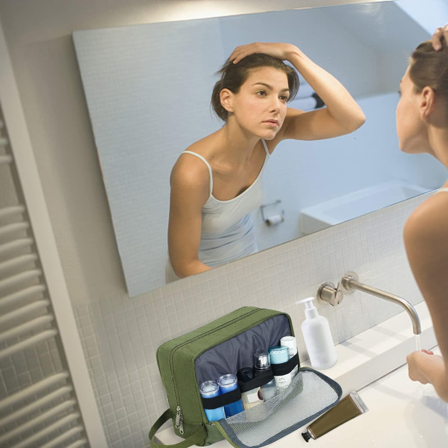 Toiletry Bag Hanging Dopp Kit Shaving Small Toiletry Bag, Green