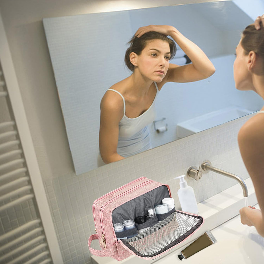 Toiletry Bag Hanging Dopp Kit Shaving Small Toiletry Bag, Pink